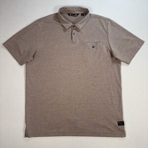 Travis Mathew Tucan Golf Polo Men's XL Heathered Light Brown Pima Cotton Pocket